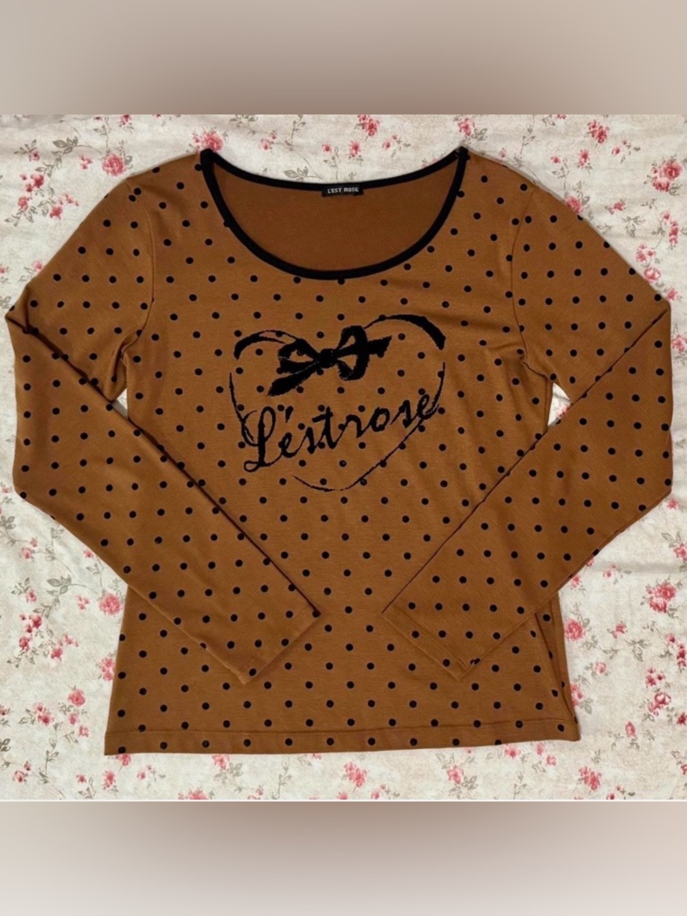L’est Rose Long-Sleeved Polka Dot Top
Brown/Black